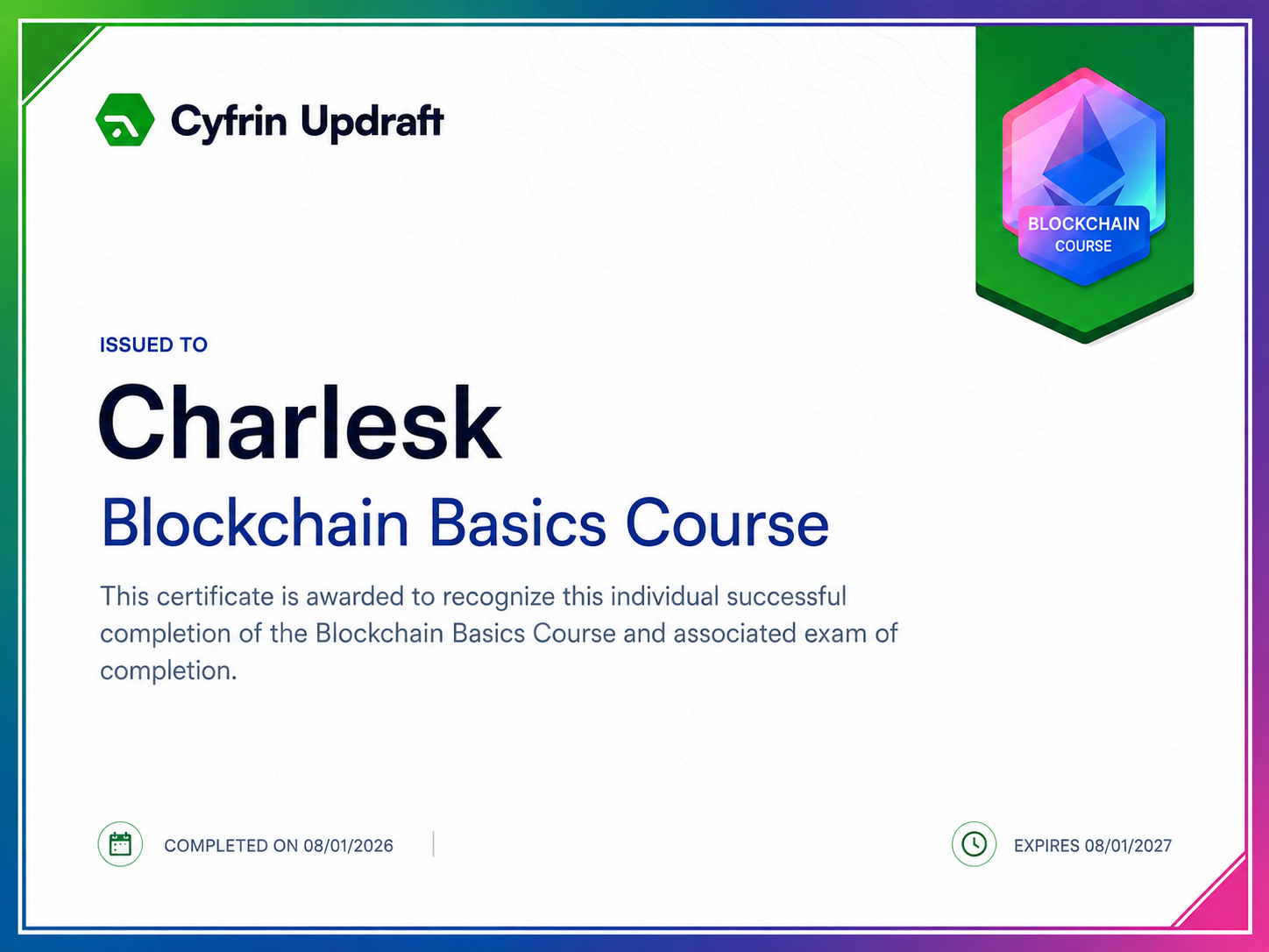 Introduction to Blockchain certificate