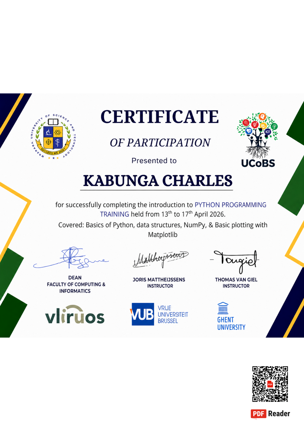 Python Programming certificate